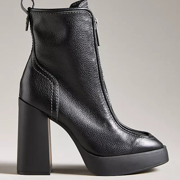 Larroudé Nicole Black Leather Zip Front High Platform Ankle Boots. 8.5 - Picture 3 of 14